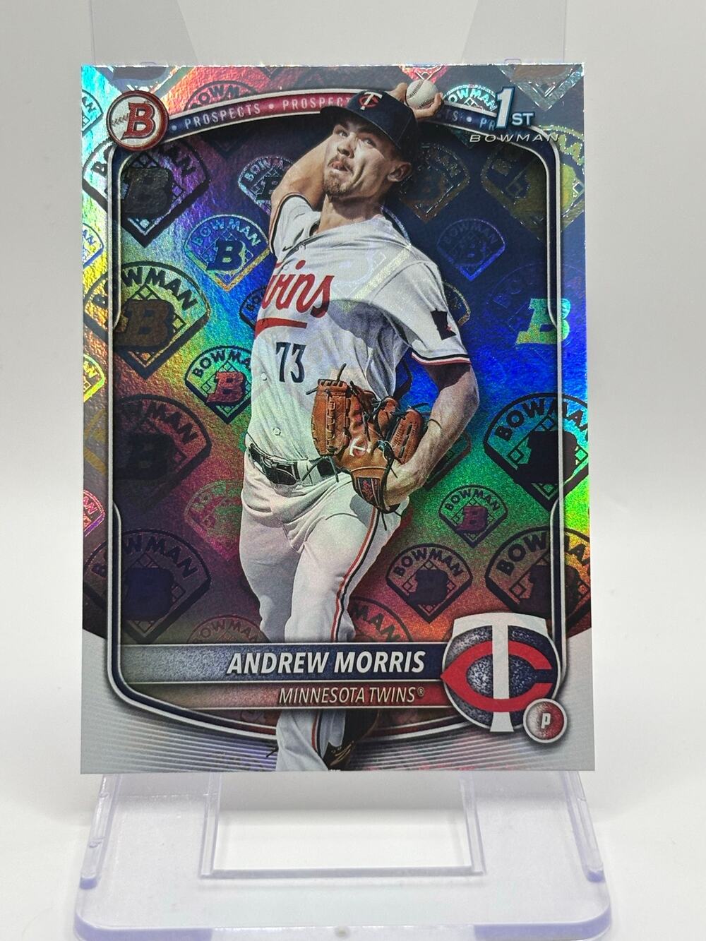 2026 Bowman Andrew Morris 1st Retro Logo Foil Refractor SP Minnesota Twins